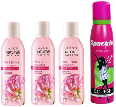 

Avon Anew three NATURALS ROSE & ROSE PEARL TONER (100 ml) With one sparkle perfume spray 150 ml(Set of 4)