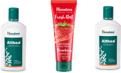 

Himalaya Herbal Althea lotion Intense moisturizer for dry skin, Fresh Start Oil Clear Strawberry Face Wash(Set of 3)