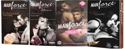 Manforce Flavoured condoms Pink coffee butterscotch chocolate (set of 4) Condom(Set of 4, 40S)