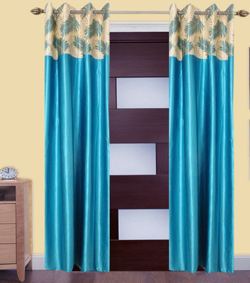 

Excel Bazaar 214 cm (7 ft) Polyester Door Curtain (Pack Of 2)(Floral, Blue)