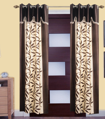 

Excel Bazaar 214 cm (7 ft) Polyester Door Curtain (Pack Of 2)(Floral, Brown)