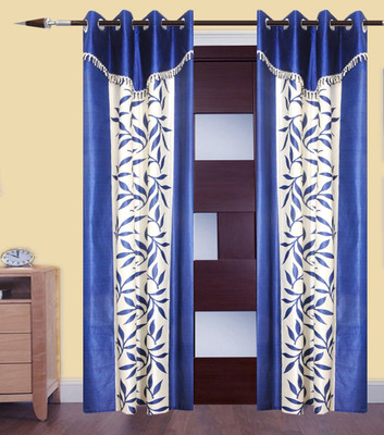 

Excel Bazaar 214 cm (7 ft) Polyester Door Curtain (Pack Of 3)(Floral, Blue)