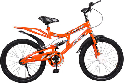 

Mustang® Vigour Fox Shox Flyingbird Bike For Kids of Age 5-8Yrs Orange&Black 20 T Recreation Cycle(Single Speed, Multicolor), Black;orange