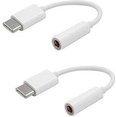 

techdeal set of 2 Type-C Male to 3.5mm Female Jack Earphone (White) Headphone Adapter(White)