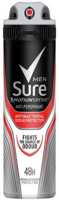 

Sure Men Antibacterial Odour Protection Antiperspirant Deodorant 250ml -48 HOUR Protection fights source of odour Deodorant Spray - For Men(250 ml)