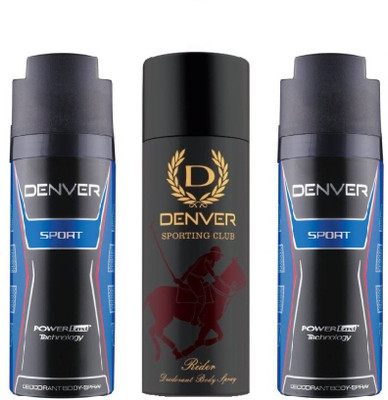 

Denver Sports & Sporting Club New Rider Deodorant Spray - For Men(495 ml, Pack of 3)