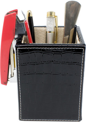 

Tootpado 1 Compartments Leather Pen Stand for Office(Black)