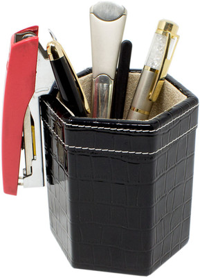 

Tootpado 1 Compartments Leather Pen Stand for Office Table Crocodile Print - Black (8DOR30) - Stationary Organiser For Desk(Black)