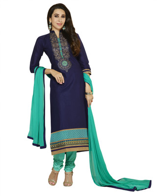 

BanoRani Cotton Embroidered Salwar Suit Dupatta Material(Un-stitched), Blue