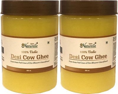 

Farm Naturelle 2 Bottles x 600 Ml 100% Pure Desi Cow Ghee from A2 Milk Ghee 1200 ml Plastic Bottle(Pack of 2)