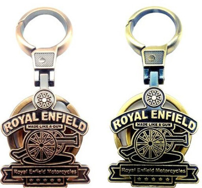 kd collections KD-326 Combo of Royal Enfield Metal Hook Keychain For Cars And Bikes|Golden & Copper Color Key Chain