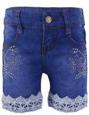 

Blisara Short For Girls Party Solid Cotton(Blue, Pack of 1, Blue denim