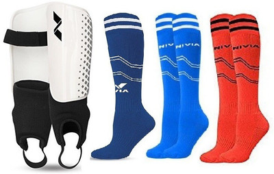 

Nivia Combo of two- one Pair of 'Speedy' Shin guard (Large) and Three Pair of Football Stockings - Football Kit