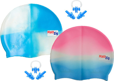 

MattZig Funkey (Two Swimming Cap + 2 Pair ear Plugs + 2 Nose Clip) Swimming Kit