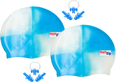 

MattZig Funkey (Two Swimming Cap + 2 Pair ear Plugs + 2 Nose Clip) Swimming Kit