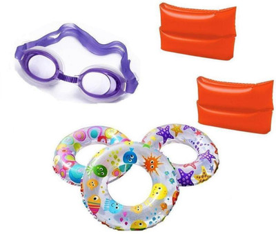 

Indigo Creatives Large Size Swimming Ring With Goggles and arm Band Kids Set Kit Swimming Kit