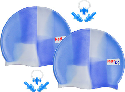 

MattZig Funkey (Two Swimming Cap + 2 Pair ear Plugs + 2 Nose Clip) Swimming Kit