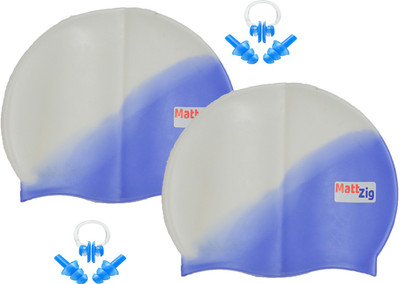 

MattZig Funkey (Two Swimming Cap + 2 Pair ear Plugs + 2 Nose Clip) Swimming Kit