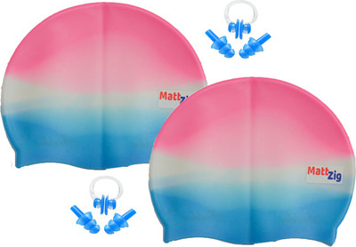 

MattZig Funkey (Two Swimming Cap + 2 Pair ear Plugs + 2 Nose Clip) Swimming Kit