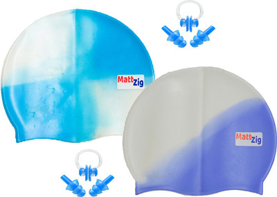 

MattZig Funkey (Two Swimming Cap + 2 Pair ear Plugs + 2 Nose Clip) Swimming Kit