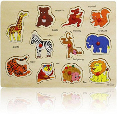 

Electrobot Wooden Puzzle with Learning Educational Kit for Kids. (Wild Animals)(Multicolor)