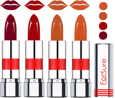 

Forsure American Velvet Matte Lipstick (set of 4 Lipsticks)(Plum Purple,Bronzy Red,Beach Nude,Brick Nude, 14 g)