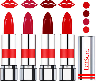 

Forsure Rich Colour Velvet Matte Lipstick (set of 4 Lipsticks)(Sweet Red,Bold Pink,Plum,Romantic Red, 14 g)