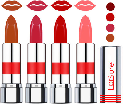 

Forsure Rich Colour Velvet Matte Lipstick (set of 4 Lipsticks)(Turkish Nude,Coral,Spicy Red,Baby Pink, 14 g)