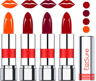 Forsure American Velvet Matte Lipstick (set of 4 Lipsticks)(American Orange,Purple,Plum Purple,Bronzy Red)