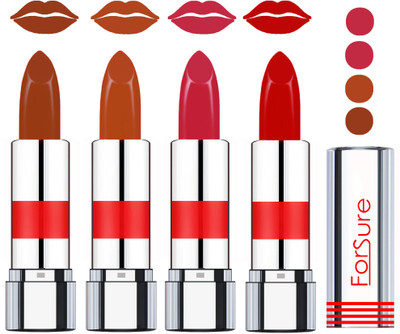 

Forsure Rich Colour Velvet Matte Lipstick (set of 4 Lipsticks)(Chocolate Brown,Turkish Nude,Coral,Spicy Red, 14 g)