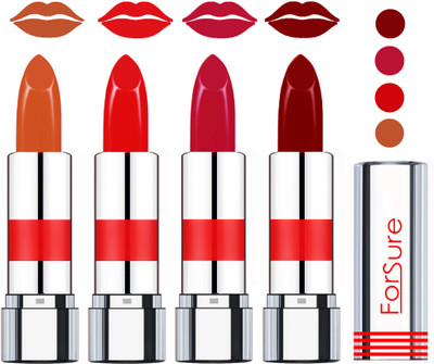 

Forsure Rich Colour Velvet Matte Lipstick (set of 4 Lipsticks)(Brick Nude,Sweet Red,Bold Pink,Plum, 14 g)