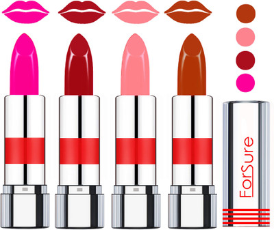 

Forsure Rich Colour Velvet Matte Lipstick (set of 4 Lipsticks)(Rose Pink,Diva Red,Peach,Brown, 14 g)