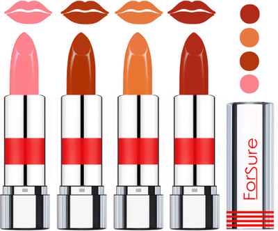 

Forsure Rich Colour Velvet Matte Lipstick (set of 4 Lipsticks)(Peach,Brown,Nude,Light Brown, 14 g)