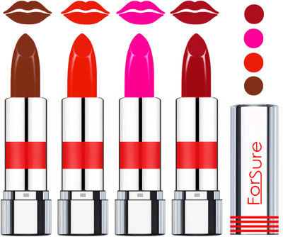 

Forsure Rich Colour Velvet Matte Lipstick (set of 4 Lipsticks)(Wine,Ruby Red,Rose Pink,Diva Red)