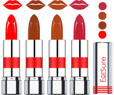 

Forsure Rich Colour Velvet Matte Lipstick (set of 4 Lipsticks)(Tangy Orange,Chocolate Brown,Turkish Nude,Coral, 14 g)