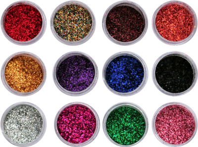 

Vozwa Colourful Sparkles Nail Art Glitter Powder 12 Pcs (Multicolor)(Multi)