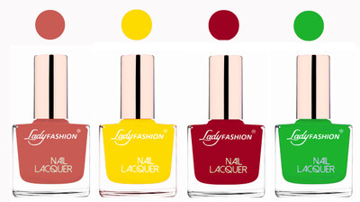 

Lady Fashion Neon Nail Polish Combo Nude,Yellow,Dark, Red,Light Green(Pack of 4)