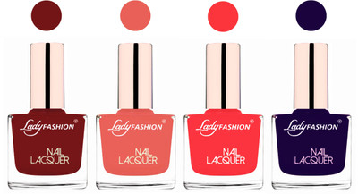 

Lady Fashion Neon Nail Polish Combo Coffee,Light Orange,Baby Pink,Blue(Pack of 4)