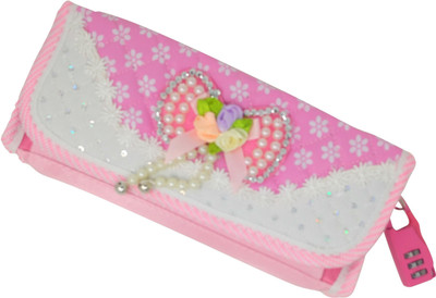 

Parteet Pouch Cartoon Art Polyester Pencil Box(Set of 1, Pink)
