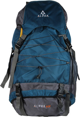 

ALPHA TRENDS Unisex Travel Backpack Outdoor Trekking, Hiking, Camping Bag, Rucksack, Lightweight & Longlife - 60 Ltr, 5 Compartments with Zippers/Sliders colour - Blue/Yellow Rucksack - 60 L(Blue)