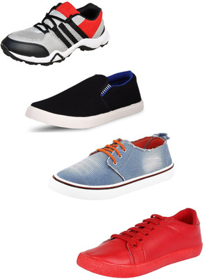 BERLOC Sneakers For Men(Grey, Blue, Black, Red, Red grey black & blue