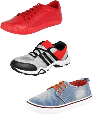 

BERLOC Casuals For Men(Red, Blue, Grey, Red grey blue