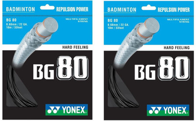 Yonex BG80Black 0.68 Badminton String - 10 m(Black)