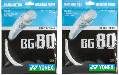 Yonex BG 80 White 0.68 Badminton String - 10 m(White)