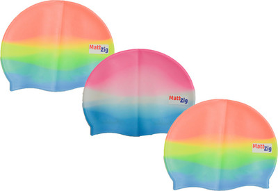 

MattZig Imported Swimming Caps (Three Pieces) Swimming Cap(Multicolor, Pack of 3)