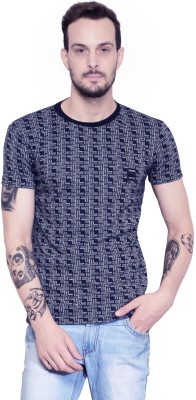 AD & AV Printed Men Round Neck Dark Blue T-Shirt