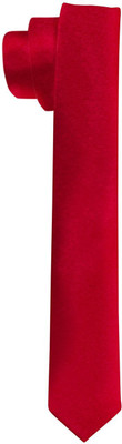 Qtsy Slim Tie Red Solid Men Tie