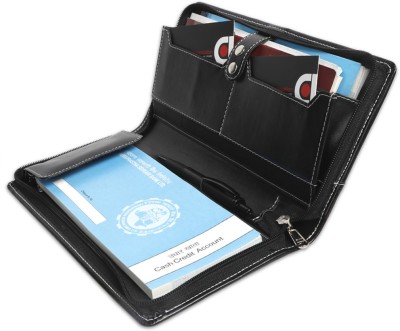 COI Ink Black Leatherette Cheque Book Holder/Document Holder(Black)