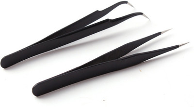 

ISC 2 Pcs Safe Precision Tweezers, Anti-Static Stainless Steel Tweezers Non-magnetic Tweezer Set for Electronics, Jewelry, Craft, Laboratory Work, Eyebrow & Ingrown Hair Removal