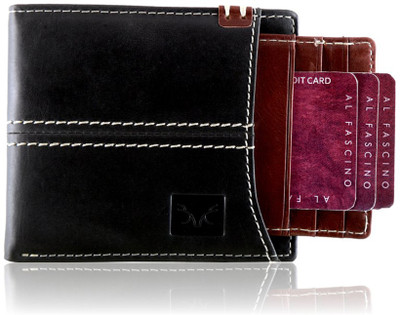 

Toughstance Men Black Genuine Leather Wallet(8 Card Slots), Black-brown